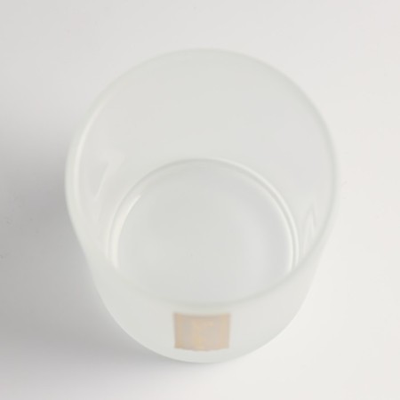 Bank for candles glass "This is love" 220 ml white, matte, translucent 7x7x8.4 cm-2