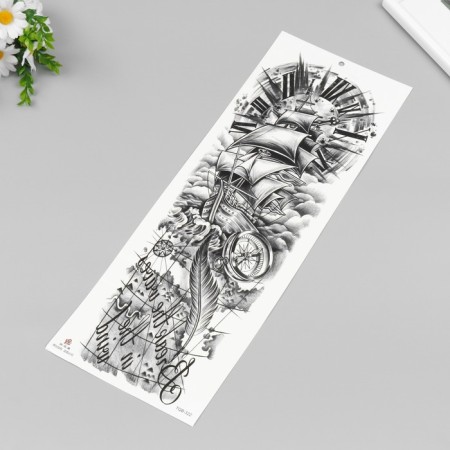 Tattoo on the body black "travel map" 48x17 cm-1