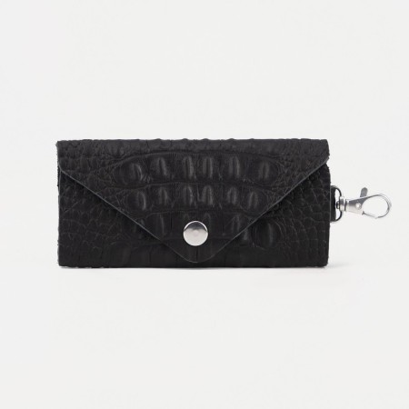 Key on the button, length 11 cm, ring, carbine, black color