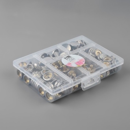 Installation buttons, delta, d = 15 mm, 40 pcs, with the installer, in the organizer, 11.8 × 8.1 × 2.3 cm, silver color-3