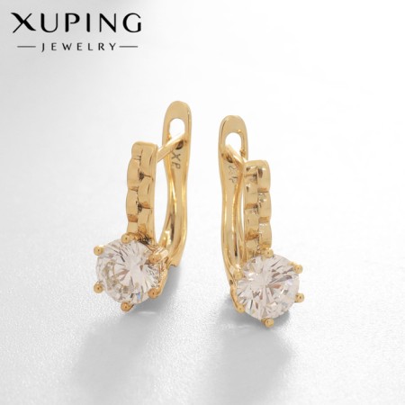 Earrings with rhinestones Xuping courage, white color in gold