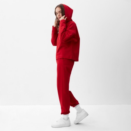 Women's tracksuit (sweatshirt and trousers) mist, size 40-42, red color-3