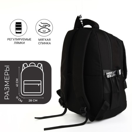 Youth backpack from lightning textiles, 5 pockets, black color-1