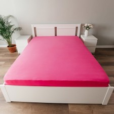 Knitted sheet on an elastic band 90x200x25cm, fuchsia waders, 120g/m HL100%
