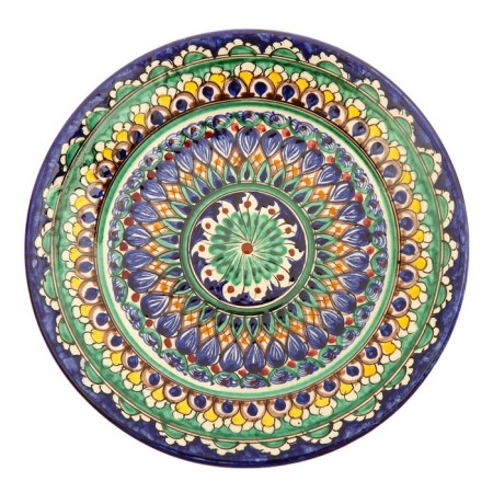 Plate of the Rishtan ceramics "Flowers", 22 cm, blue mix-3