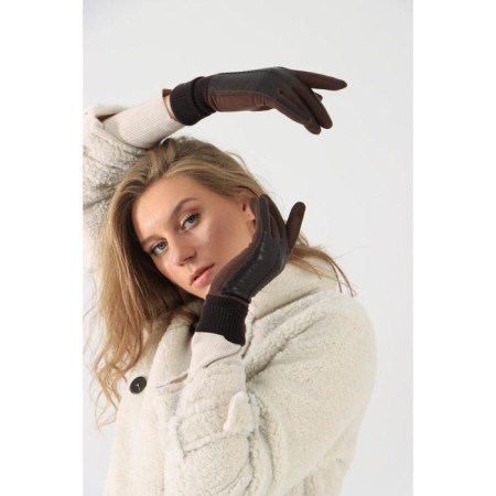 Gloves are female, dimensionless, without insulation, brown color-1