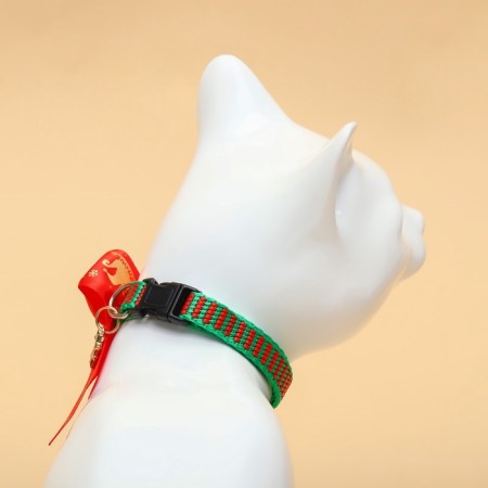Collar + bow + New Year's suspension "Gifts", 30 x 1 cm, kapron, green-3