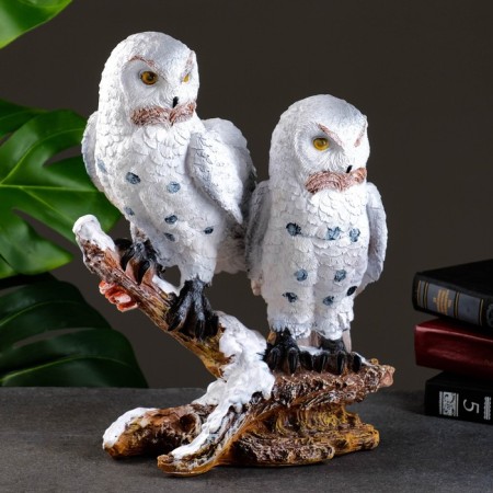 Garden figure "Owls Two sitting on a branch" 32cm