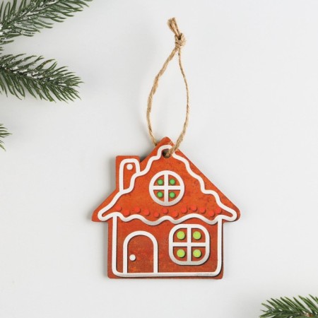 Christmas tree toy New Year's "House", for the New Year, 8.5 x 7.9 cm.-2