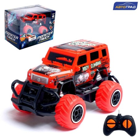 Radio -controlled jeep "graffiti", works on batteries, the color of red