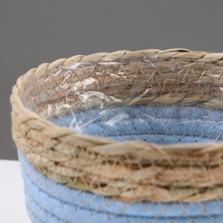 Kashpo wicker "Namibia", 15.5x15.5x13.5 cm, natural, blue-3