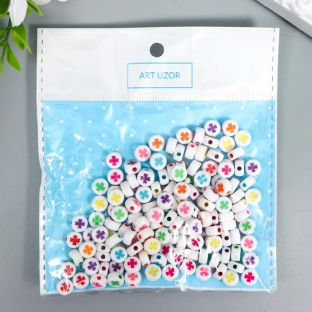 Beads for creativity plastic "Bright clover on white" set of 20 g 0.7x0.7 cm-2