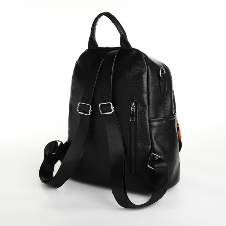City backpack on lightning, from artificial leather, black color-2