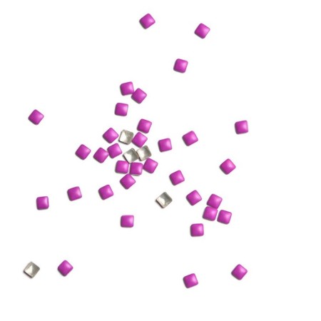 Rhinestones, square, 2x2, purple, 50 pcs