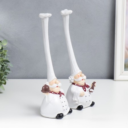 Polystone souvenir "Squeezed chef in long caps" set 2 pcs 27x11.5 cm-1