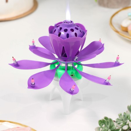 Candle for the cake musical "Tulip", spinning, purple, 14.5 × 6 cm-1