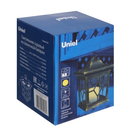 Lamp on the solar battery Uniel "Lantern" 14x22 cm, IP44, 1 LED, EFF. flame, t/white-5
