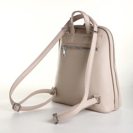 City backpack of artificial leather with lightning, beige color-1