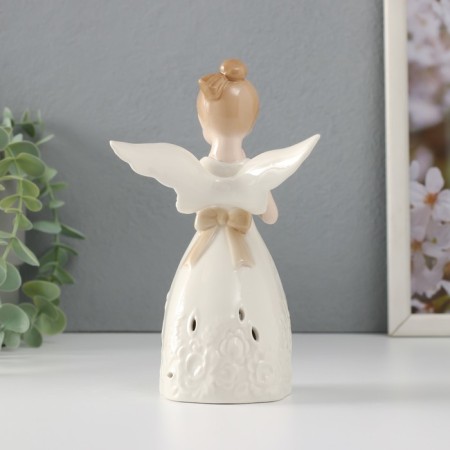 Souvenir Ceramics Light "Girl Angel with folded hands" from batteries 9.5x9.5x16.5 cm-3