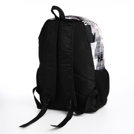 School backpack from textiles on a zipper, 3 pockets, black/gray color-3