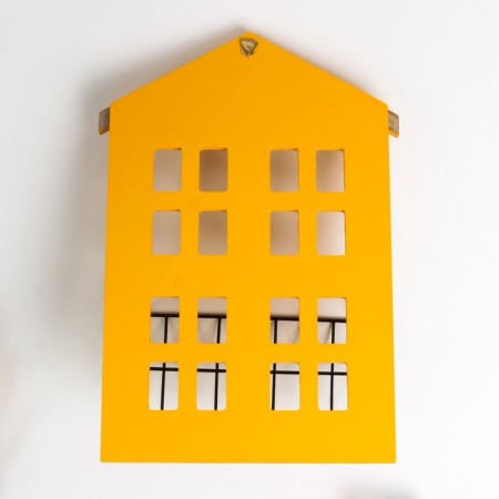 Wall -wall decor with a shelf tree "House" yellow 31x9.4x22.2 cm-3
