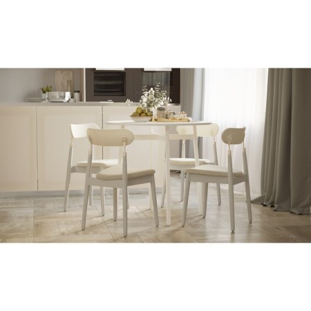 Dining table "Medison", 800 × 800 × 720 mm, support metal, white color