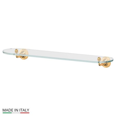Shelf with holders, width 60 cm, glass, gold
