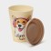 A plastic glass with a lid iZI-go, 420 ml, 9.3 × 9.1 × 13.1 cm, decor animals, beige color