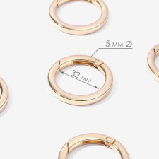 Carabin ring is flat, d = 32/42 mm, thickness - 5 mm, 5 pcs, gold color