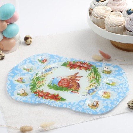 Glass stand for the eggs of the festive rabbit, 37 × 24.5 cm, 8 cells-1