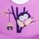Bibslate for feeding "owl" silicone with pockets, purple color