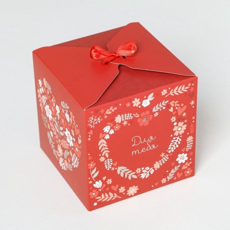 Gift folding box, packaging, “with all my heart”, 12 x 12 x 12 cm-4