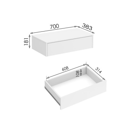 Toilet table, 700 × 383 × 180 mm, white color-4