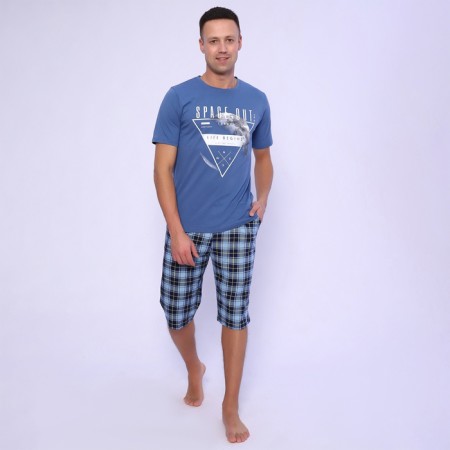 Male pajamas (T-shirt/shorts), color gray-blue, size 50-1