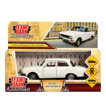 Metal machine "Moskvich - 2140SL", inertia, 12.5 cm, white-7