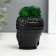 Concrete Kashpo "Buddha" with moss 7*6 cm black (moss green stabilized)