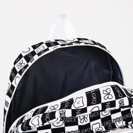 School backpack from textiles on lightning, 5 pockets, black color-5