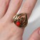 Ring "Ethnic" drop, red color in black gold, dimensionless