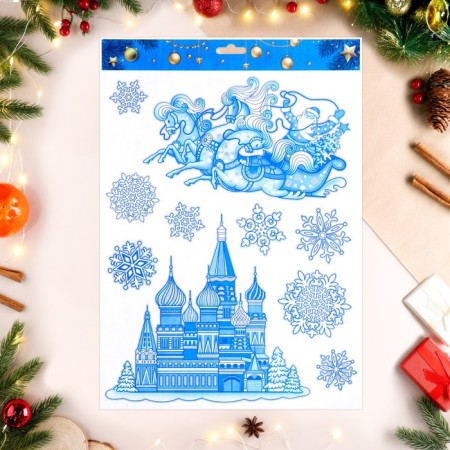 Stickers on the windows "New Year" Cathedral, snowflakes, 41 x 29 cm