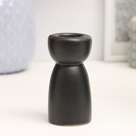 Lund candlestick Black gloss, 4x4x8cm-1