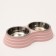 Metal dual bowl on a plastic base 2 x 160 ml, 25 x 14 x 5 cm, pink