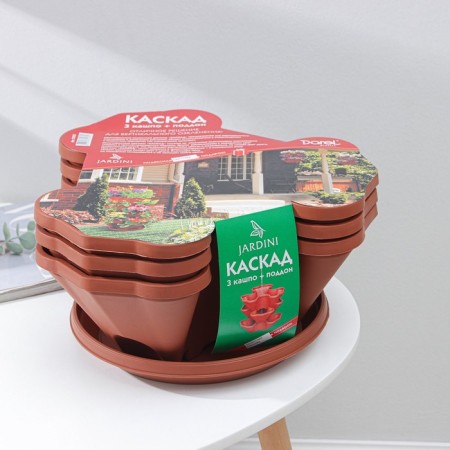 Kashpo multi -tiered “cascade”, 3 pcs, 12 l (section 4 l), terracotta color-6