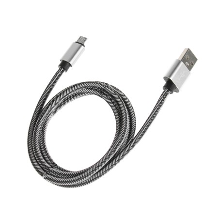 MicroUSB cable - USB, 2.1 a, nylon braid, 1 meter, silver-2