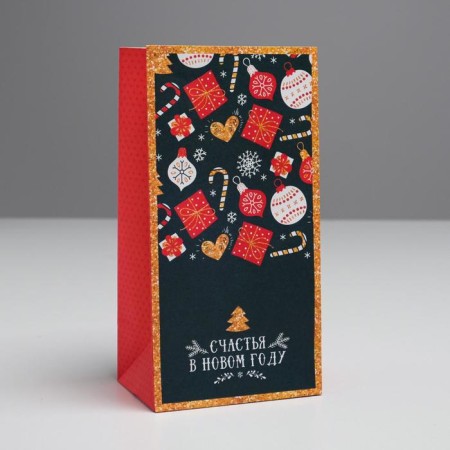 A package without handles "Happiness in the New Year", 10 x 19.3 x 7 cm, New Year-1