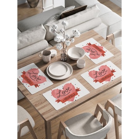 A set of napkins for setting the table "love yourself", rectangular, rounded edges, size 30x46 cm, 4 pcs