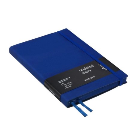 Diary Lowed Western A5, 136 sheets in a cage, leatherette, blue, blue cut, with an elastic band, 2 lies, perforated corners-2