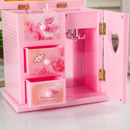 Musical box "Pink cabinet with surprises" 18x18x12 cm-3