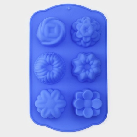 The form for baking the share "German cupcake. Flowers ", silicone, 29 × 17.5 cm, 6 cells, color mix-1