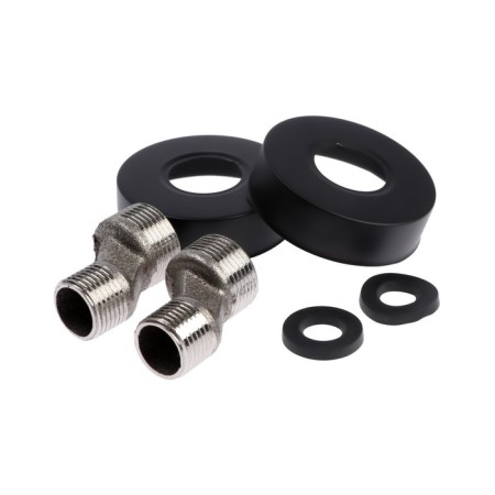 Bath mixer Zein Z2649F, short spout, shower set, stainless steel, black-10