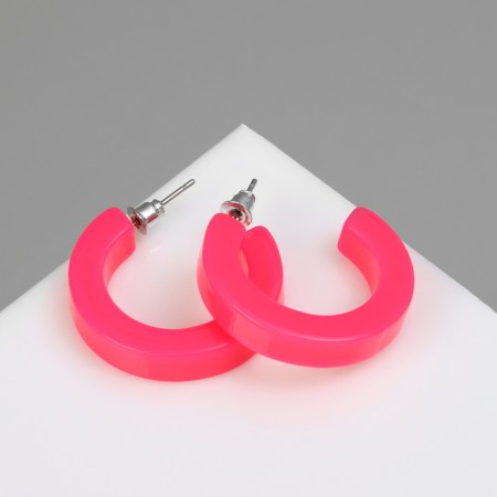 Acryl Earrings "Ring", pink color, d = 3 cm-1